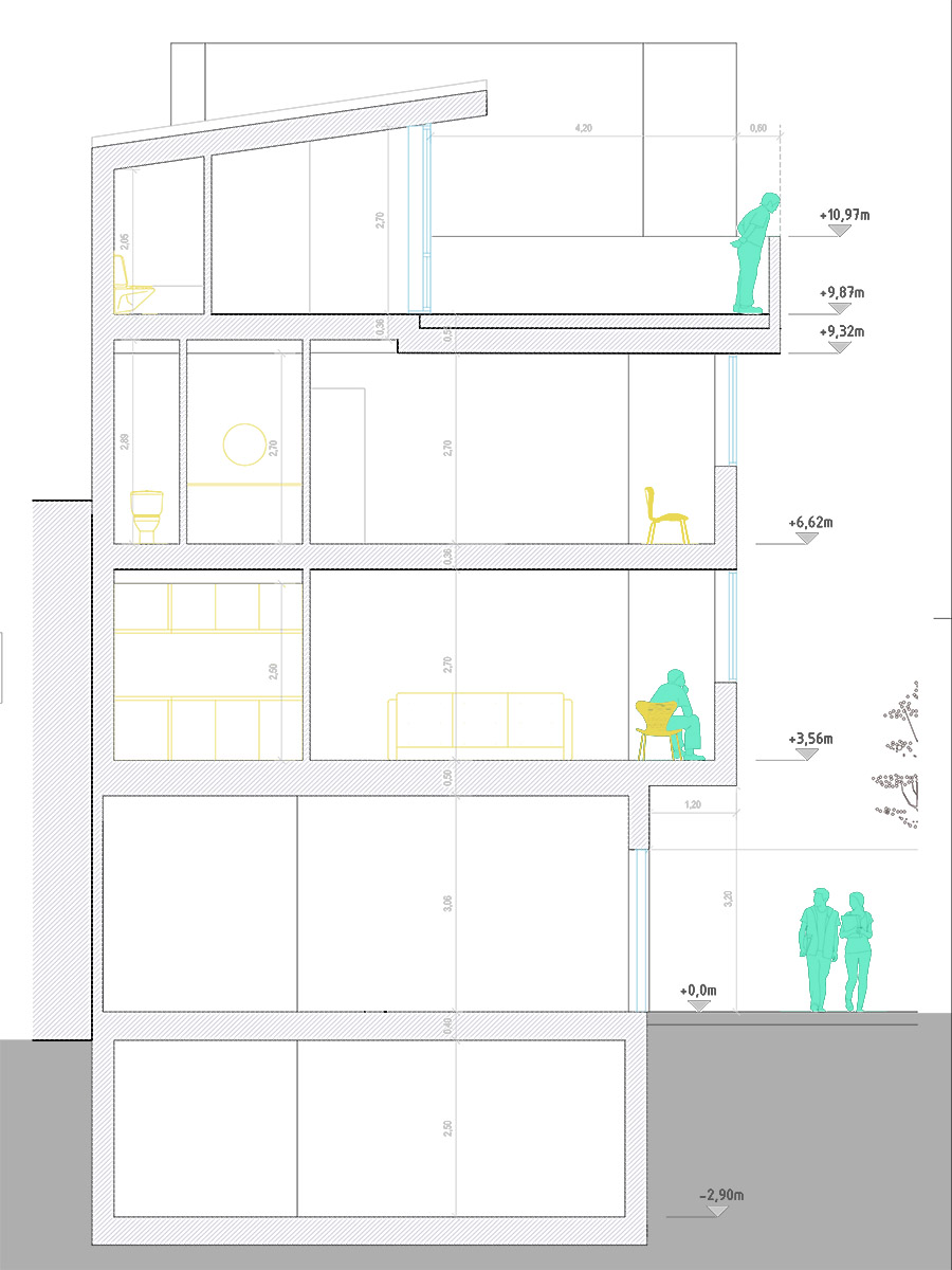 COANDA PASSIVHAUS - edificio psssivhaus entre medianeras en Getafe (Madrid) - seccion